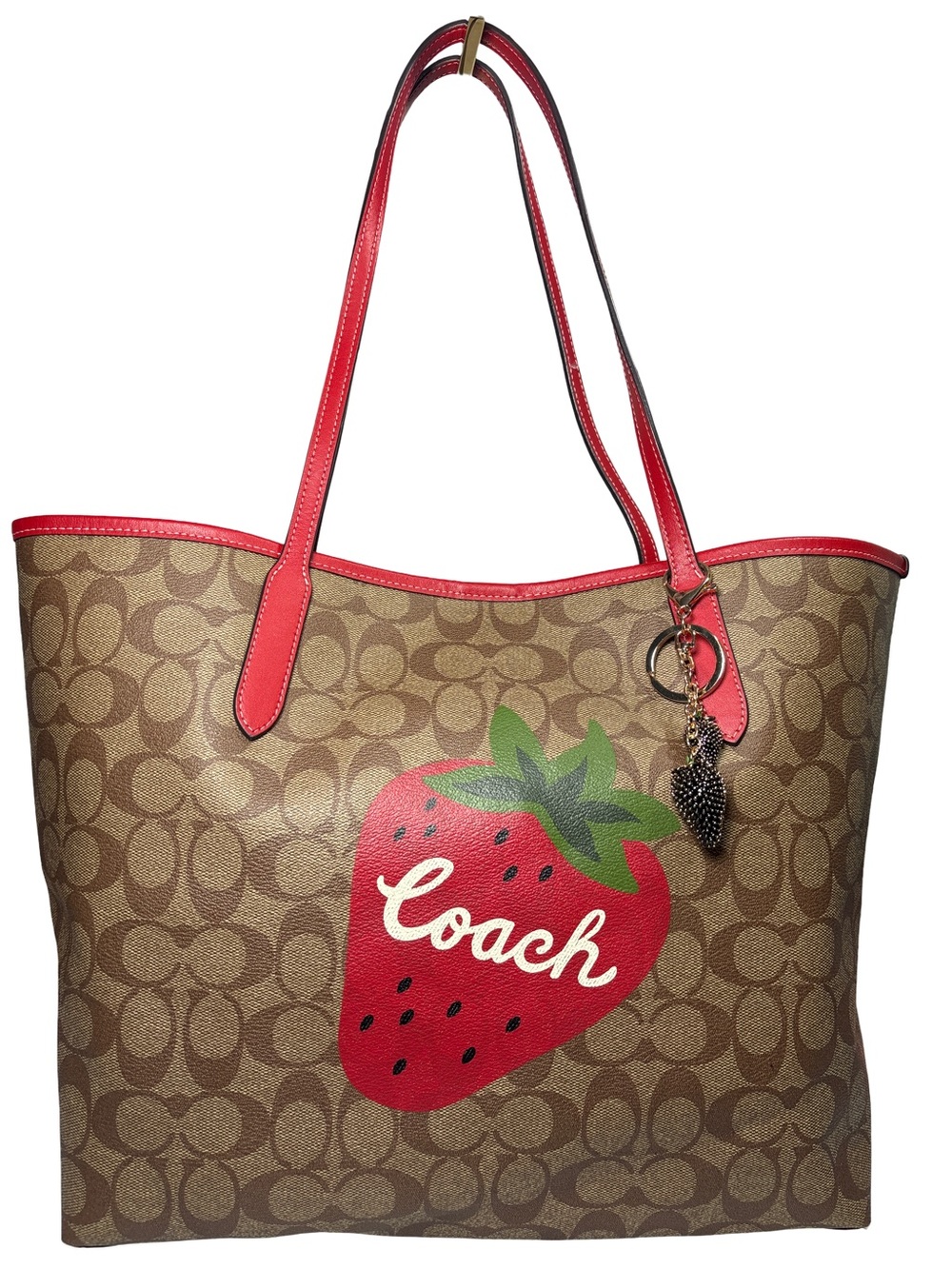 Coach Strawberry Reversible City Tote with button closure No Hang tag!